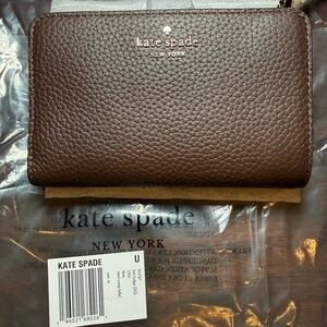 Kate Spade Lena Medium Bifold Hot Fudge Textured Wallet